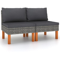 Vidaxl Middle Sofas 2 Pcs Poly Rattan And Solid Eucalyptus Wood