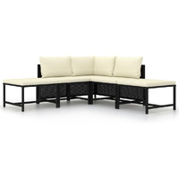 Vidaxl 5 Piece Patio Sofa Set With Cushions Black Poly Rattan