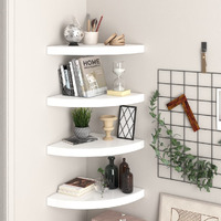 Vidaxl Floating Corner Shelves 4 Pcs High Gloss White 13.8""X13.8""X1.5"" Mdf