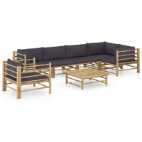 Vidaxl 7 Piece Patio Lounge Set With Dark Gray Cushions Bamboo
