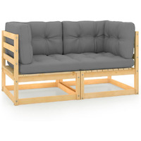 Vidaxl Patio 2-Seater Sofa With Cushions Solid Pinewood