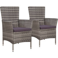 Vidaxl Patio Chairs 2 Pcs With Cushions Poly Rattan Gray