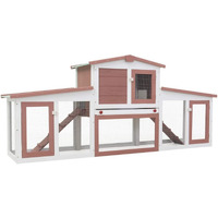 Vidaxl Outdoor Large Rabbit Hutch Brown And White 80.3""X17.7""X33.5"" Wood
