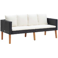 Vidaxl 2-Seater Patio Sofa With Cushions Poly Rattan Black