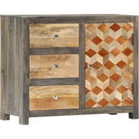 Vidaxl Side Cabinet Gray 29.5""X11.8""X23.6"" Solid Mango Wood
