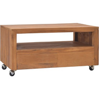 Vidaxl Tv Cabinet With Wheels 31.5""X19.7""X16.5"" Solid Teak Wood