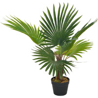 Vidaxl Artificial Plant Palm With Pot Green 27.6""