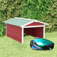 Vidaxl Robotic Lawn Mower Garage 28.3""X34.3""X19.7"" Red And White Firwood