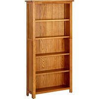 Vidaxl 5-Tier Bookcase 27.5""X8.6""X55.1"" Solid Oak Wood