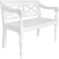 Vidaxl Batavia Bench 38.6"" Solid Mahogany Wood White