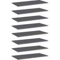 Vidaxl Bookshelf Boards 8 Pcs High Gloss Gray 31.5""X15.7""X0.6"" Engineered Wood