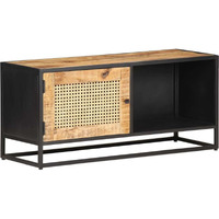 Vidaxl Tv Cabinet 35.4""X11.8""X15.7"" Rough Mango Wood And Natural Cane