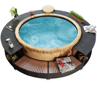 Vidaxl Black Poly Rattan Spa Surround