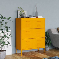 Vidaxl Drawer Cabinet Mustard Yellow 31.5""X13.8""X40"" Steel