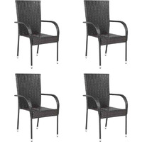 Vidaxl Stackable Patio Chairs 4 Pcs Poly Rattan Brown