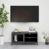 Vidaxl Tv Cabinet Anthracite 35.4""X11.8""X17.3"" Steel And Glass