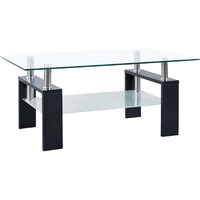 Vidaxl Coffee Table Black And Transparent 37.4""X21.7""X15.7"" Tempered Glass