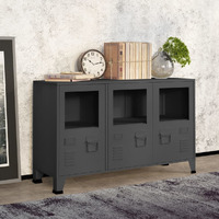 Vidaxl Industrial Sideboard Anthracite 41.3""X13.8""X24.4"" Metal And Glass