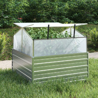 Vidaxl Garden Raised Bed With Greenhouse 39.4""X39.4""X33.5"" Silver