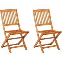Vidaxl Folding Patio Chairs 2 Pcs Solid Eucalyptus Wood
