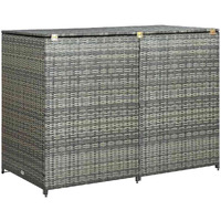 Vidaxl Double Wheelie Bin Shed Poly Rattan Anthracite 58.3""X30.3""X43.7""