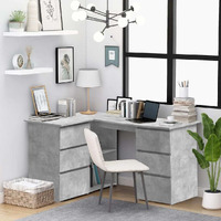 Vidaxl Corner Desk Concrete Gray 57.1""X39.4""X29.9"" Engineered Wood