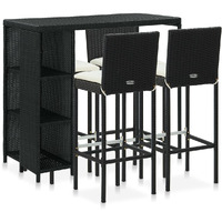 Vidaxl 5 Piece Patio Bar Set With Cushions Poly Rattan Black