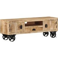 Vidaxl Tv Cabinet With Wheels 43.3""X11.8""X14.6"" Rough Mango Wood