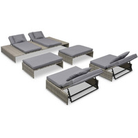 Vidaxl Patio Lounge Set 15 Pieces Poly Rattan Gray