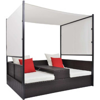 Vidaxl Patio Bed With Canopy Brown 74.8""X51.2"" Poly Rattan