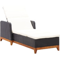 Vidaxl Sun Lounger Poly Rattan And Solid Acacia Wood Black
