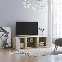 Vidaxl Tv Cabinet White And Sonoma Oak 47.2""X13.4""X14.6"" Engineered Wood