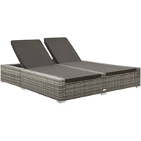 Vidaxl Double Sun Lounger Poly Rattan Gray