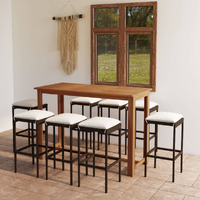 Vidaxl 9 Piece Patio Bar Set With Cushions Brown