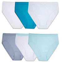 Fruit Of The Loom Womens Tag Free Cotton Hi Cut Panties (Regular & Plus Size) Briefs Underwear, 6 Pack - Assorted Colors, Us