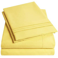1500 Supreme Collection Queen Sheet Sets Yellow - Luxury Hotel Bed Sheets And Pillowcase Set For Queen Mattress - Extra Soft, Elastic Corner Straps, Deep Pocket Sheets, Queen Yellow