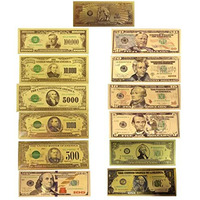 Mega Max 24K Gold Plated Us Dollar Fake Banknotes Set Of 13 Timeless Collection Protector Sold Separately