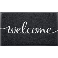 Beneathyourfeet Door Mat, Durable Welcome Mat Low Profile Floor Mat Front Doormat Indoor And Outdoor Doormat Non Slip Rugs For Entryway, Patio, High Traffic Areas (32""X20"", Black-Welcome)
