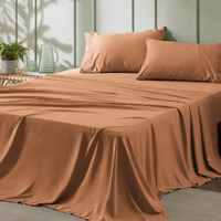 Bedsure California King Sheet Sets - 4 Pieces Soft Cal King Sheets - Breathable & Cooling - Hotel Luxury - Easy Care Polyester Microfiber Bedding For Women, Men, Dusty Orange