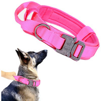 Xqpetlihai Tactical Dog Collar Adjustable Military Nylon Dog Collar With Control Handle And Heavy Duty Metal Buckle For Medium And Large Dogs (Pink,M)