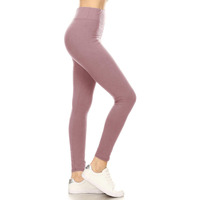 Leggings Depot Women 's 3 "" Waistband Yoga High Waisted Solid Leggings Pants (Full Length, Mauve, Plus Size)