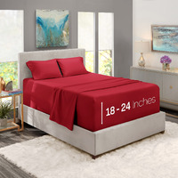 Nestl Extra Deep Pocket Sheets - Fits Mattress 18-24 Inches Deep, Extra Deep Pocket Queen Sheets Sets, 4 Piece Queen Size Sheets, Queen Sheets Deep Pocket, Burgundy Red Sheets Queen