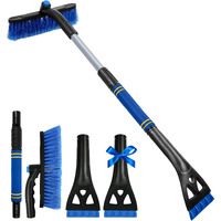 34 "" Extendable Ice Scrapers For Car Windshield 2-In-1 Snow Brush For Car Snow Scraper For Car Snow Scraper And Drush With Ergonomic Foam Grip For Cars, Trucks, Suvs With 360 Pivoting Brush Head Blue