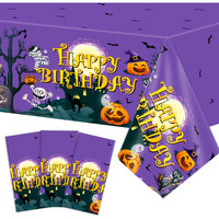 3 Pieces Happy Birthday Halloween Tablecloths Halloween Party Supplies Birthday Halloween Plastic Table Cover For Birthday Halloween Party Favors Supplies Decoration