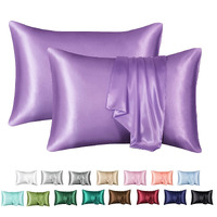 Mr&Hm Satin Pillowcase For Hair And Skin, Silk Satin Pillowcase 2 Pack, Queen Size Pillow Cases Set Of 2, Silky Pillow Cover With Envelope Closure (20X30, Lavender)