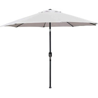 Blissun 9 Outdoor Aluminum Patio Umbrella, Striped Patio Umbrella, Market Striped Umbrella With Push Button Tilt And Crank (Grey)