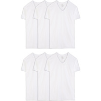 Fruit Of The Loom Mens Stay Tucked V-Neck T-Shirt Underwear, Tall Man - White 6 Pack, Large Us