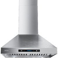 Iktch 36-Inch Wall Mount Range Hood 900 Cfm Ducted/Ductless Convertible, Kitchen Chimney Vent Stainless Steel With Gesture Sensing & Touch Control Switch Panel, 4 Pcs Adjustable Lights