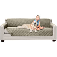 Sofa Shield Patented Couch Slip Cover, Large Cushion Protector, Reversible Stain And Dog Tear Resistant Slipcover, Quilted Microfiber 78    Seat, Washable Covers For Dogs Pets Kids, Light Taupe