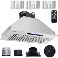 Vevor Insert Range Hood, 900Cfm 4-Speed, 36 Inch Stainless Steel Built-In Kitchen Vent With Touch & Remote Control Led Lights Baffle Filters, Ductedductless Convertible, Etl Listed